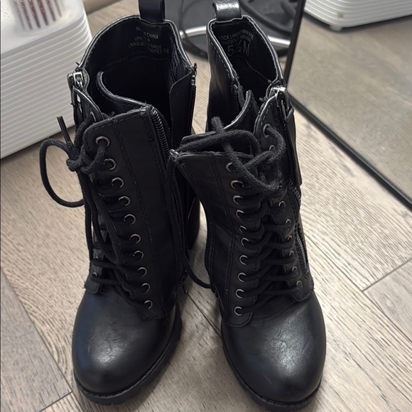 Soda Shoes - Black Lace-Up Ankle Boots
